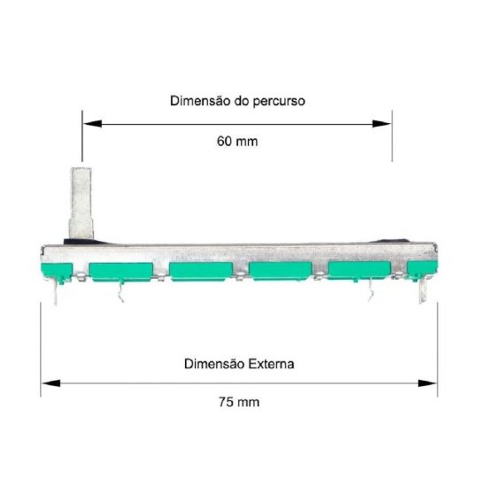 POTENCIOMETRO DESLIZANTE A10K STEREO CURSO 60MM