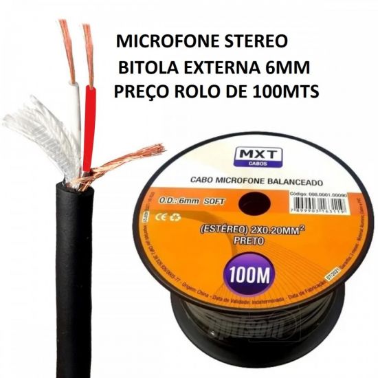 FIO AUDIO MICROFONE STEREO 2X0,20MM AZUL MXT ROLO