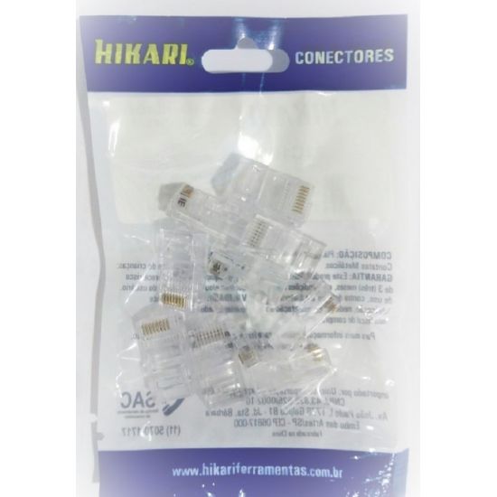 CONECTOR RJ45 8 VIAS CAT5 EMB. COM 10 HIKARI