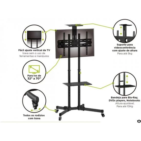 SUPORTE RACK PEDESTAL ELG 32" A 70" A06V6_S