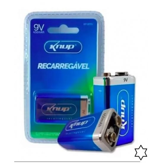 BATERIA 9V RECARREGAVEL 450mAh KNUP