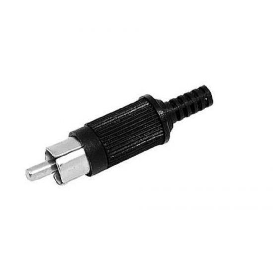 PLUG RCA MACHO PRETO COM RABICHO