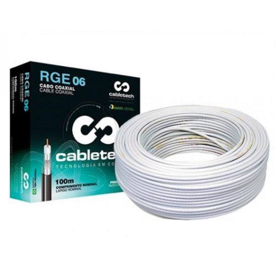 FIO COAXIAL RG06 CABLETECH 95% MALHA ROLO 100 METROS